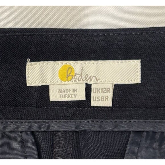 BODEN Bi-Stretch Straight Leg Navy Trousers Women 8R Pants Flat Front Ankle Twil - Picture 3 of 14